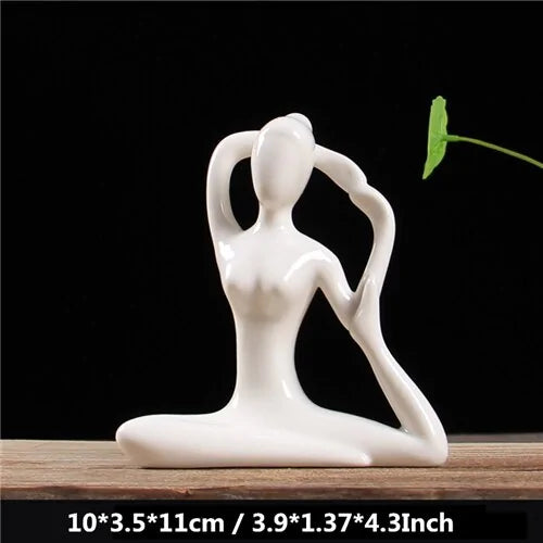 White Ceramic Yoga Figurines - WanderMart Co.