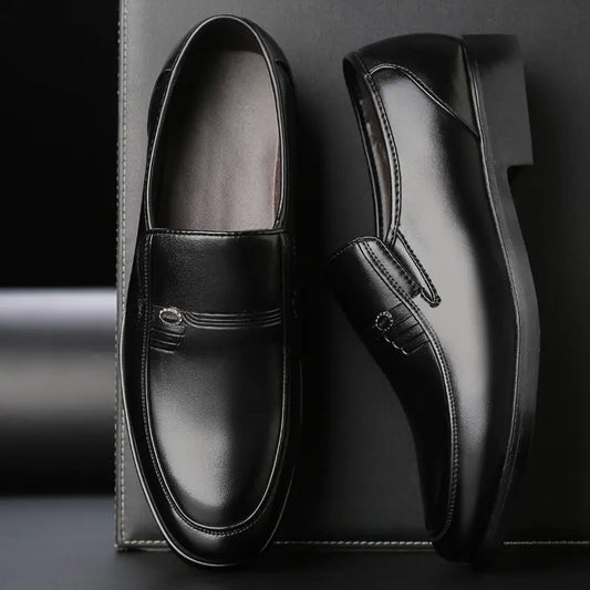 Men's Black Leather Formal Shoes - WanderMart Co.