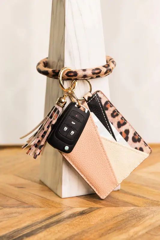 Farrah Leopard Key Ring Wallet Bracelet Combo - WanderMart Co.