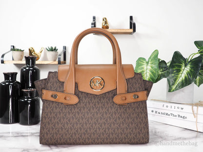 Michael Kors Carmen Medium Brown PVC Satchel - WanderMart Co.