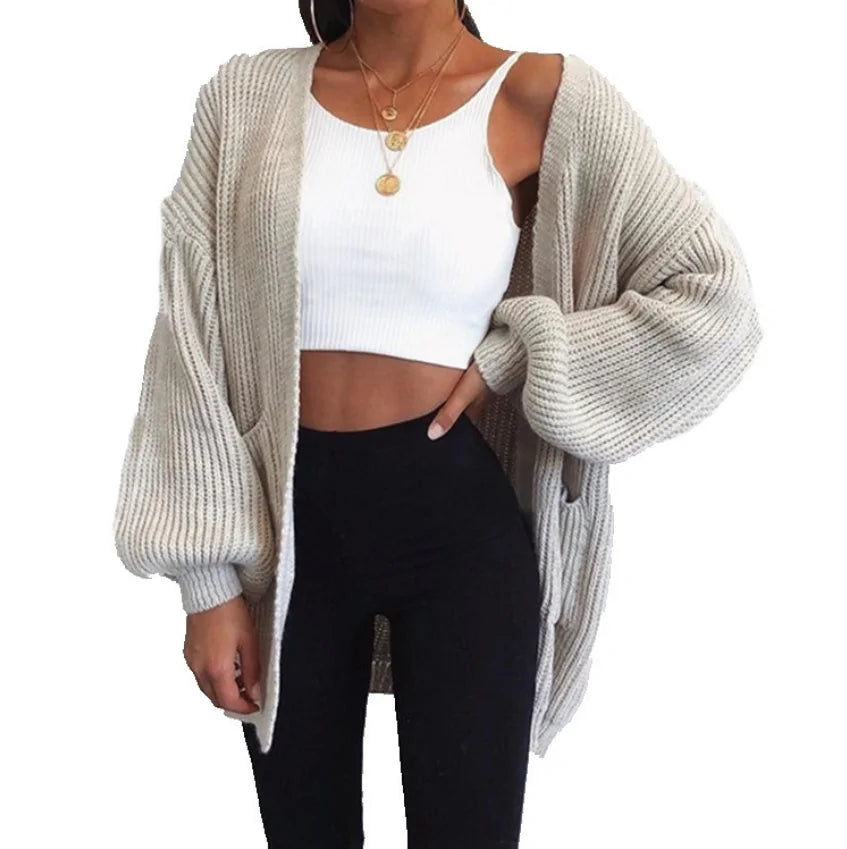 Winter Coat Loose Knitted Sweater Cardigan - WanderMart Co.