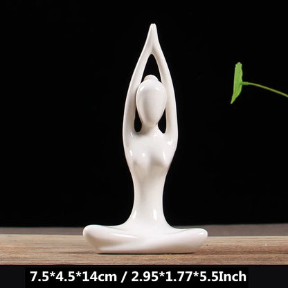 White Ceramic Yoga Figurines - WanderMart Co.