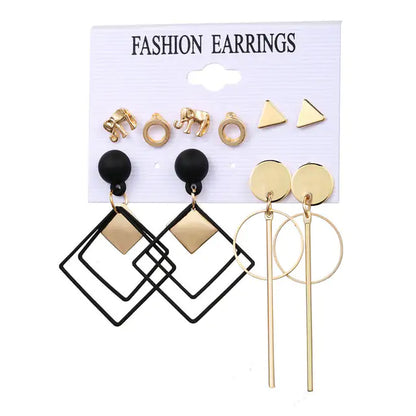 Gold Sequin Drop Earrings Set - WanderMart Co.