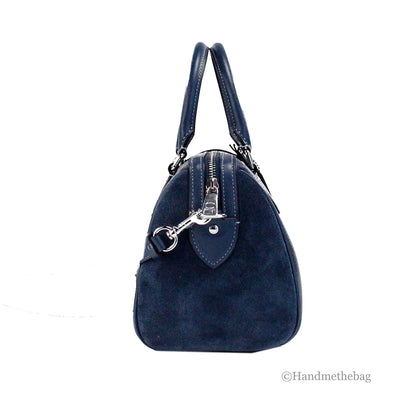 Coach Rowan Medium Denim Mixed Leather Suede Satchel - WanderMart Co.