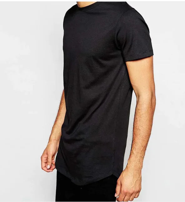 High Street Extended Base Men's Circular Lower Hem T-shirt Top Summer - WanderMart Co.