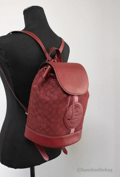 Coach Dempsey Red Apple Jacquard Canvas Logo Patch Backpack - WanderMart Co.