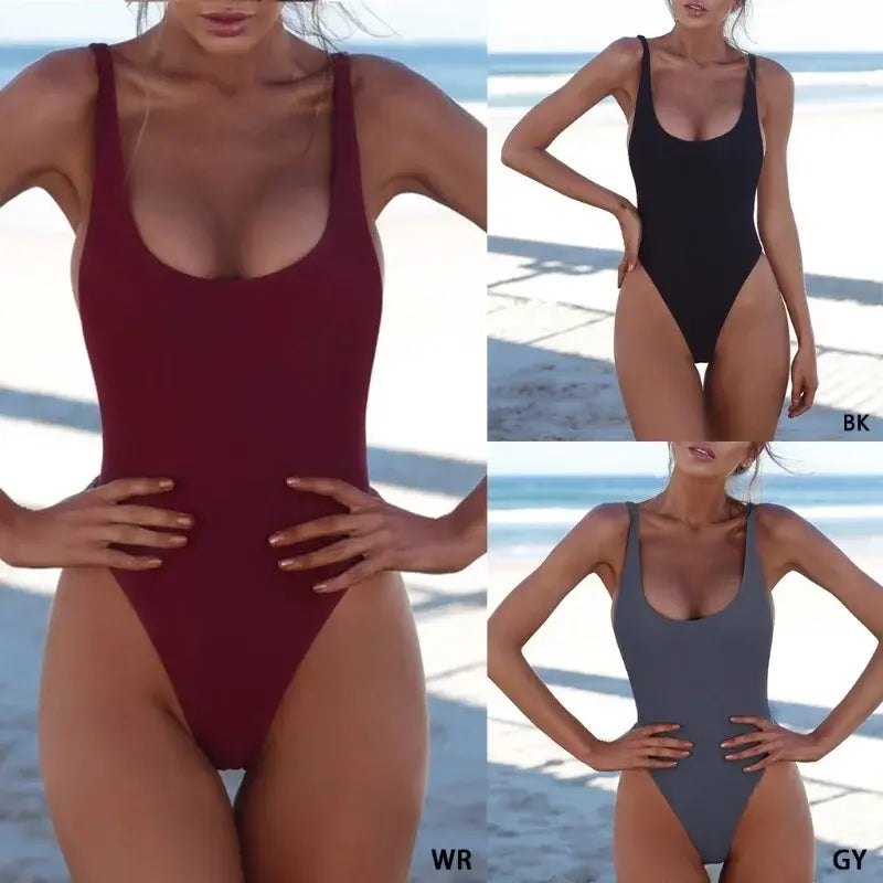 Chic Black Backless One Piece Swimsuit - WanderMart Co.