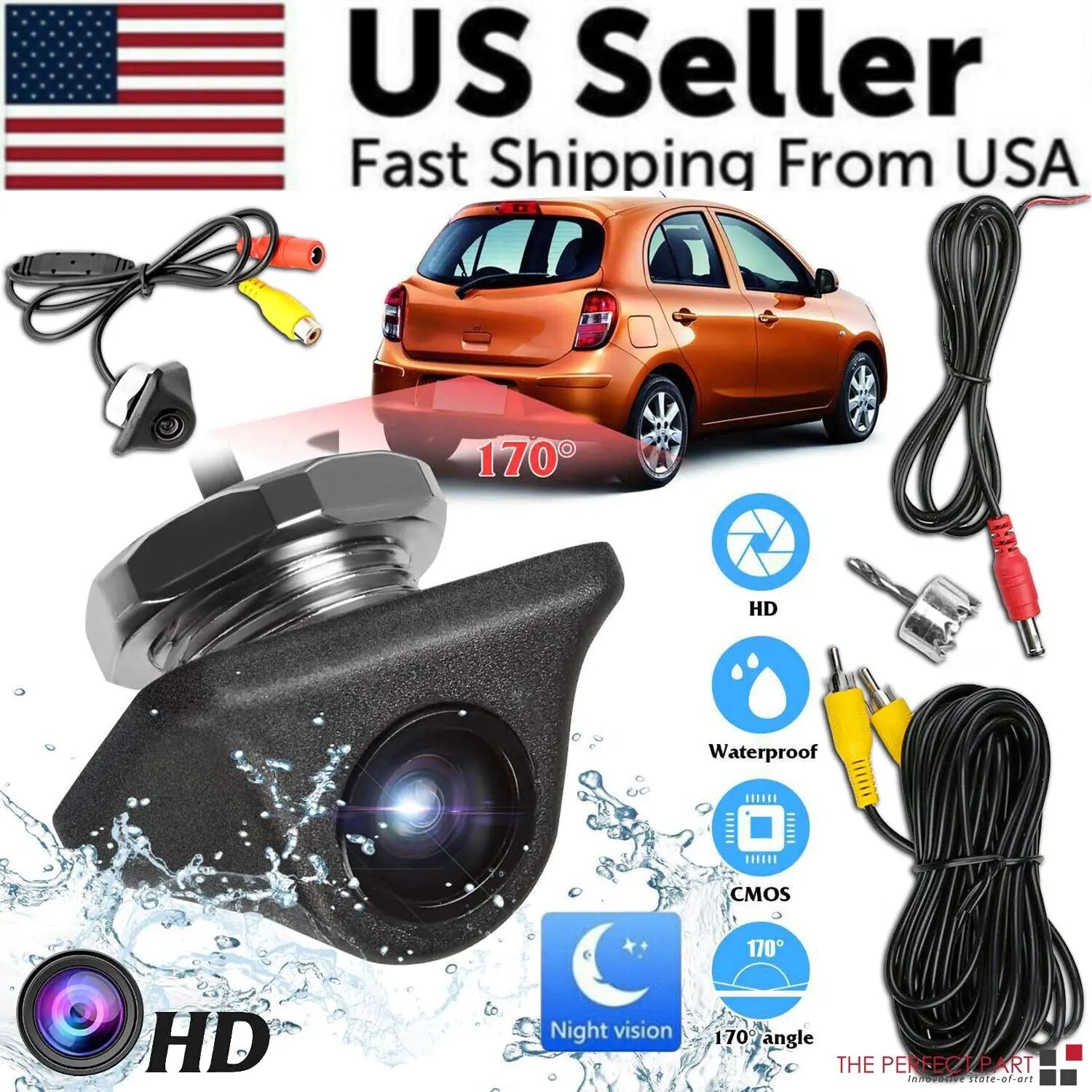 Car Rear View Reverse Camera Parking Backup Cam HD Night Vision Waterproof 170° - WanderMart Co.