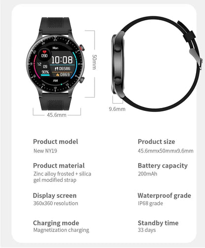 Full Touch Screen Smart Watch Heart Rate Testing Sports Music Smartwatch - WanderMart Co.