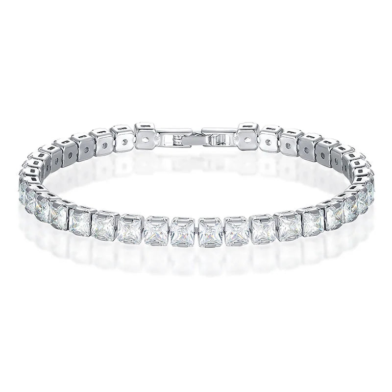 Clear Square Cubic Zirconia Tennis Bracelet - WanderMart Co.