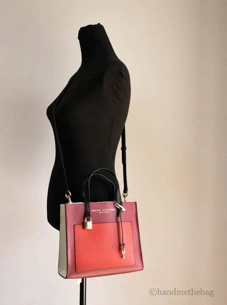 Marc Jacobs Grind Mini Pomegranate Colorblock Leather Tote - WanderMart Co.