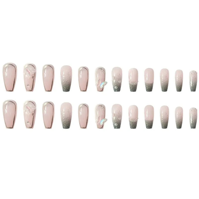 Pink Rhinestone Press-On Nails: Long and Stylish - WanderMart Co.