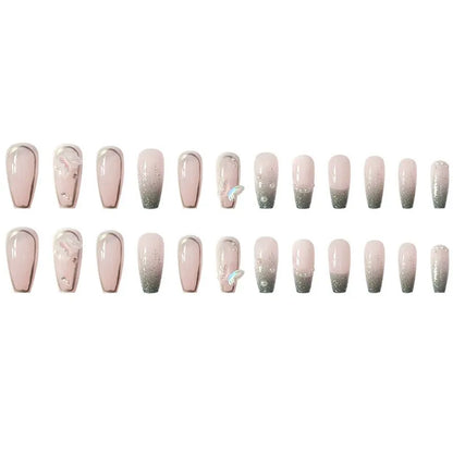 Pink Rhinestone Press-On Nails: Long and Stylish - WanderMart Co.