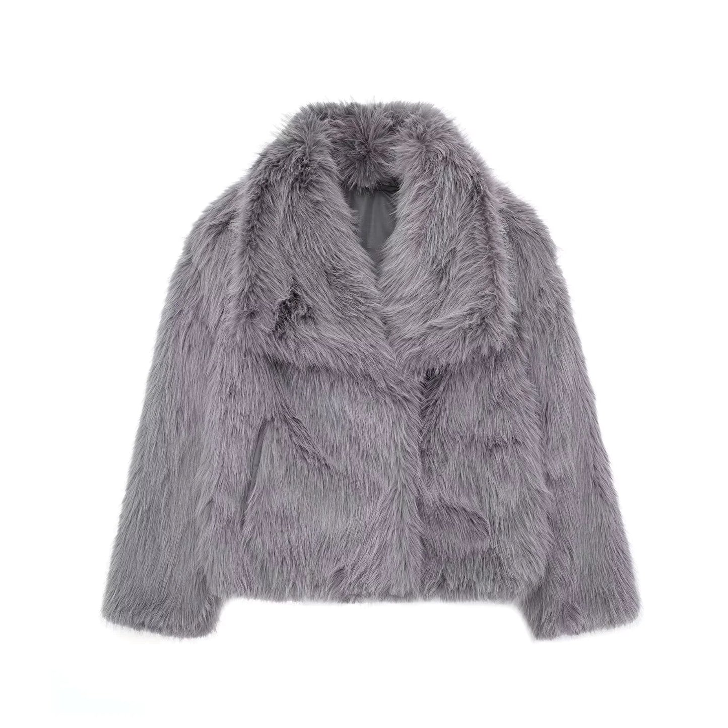 Women's Faux Fox Fur Coat: Luxe Furry Jacket for Autumn and Winter - WanderMart Co.