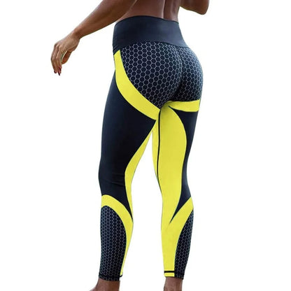 Women Honeycomb Printed Yoga Pants - WanderMart Co.