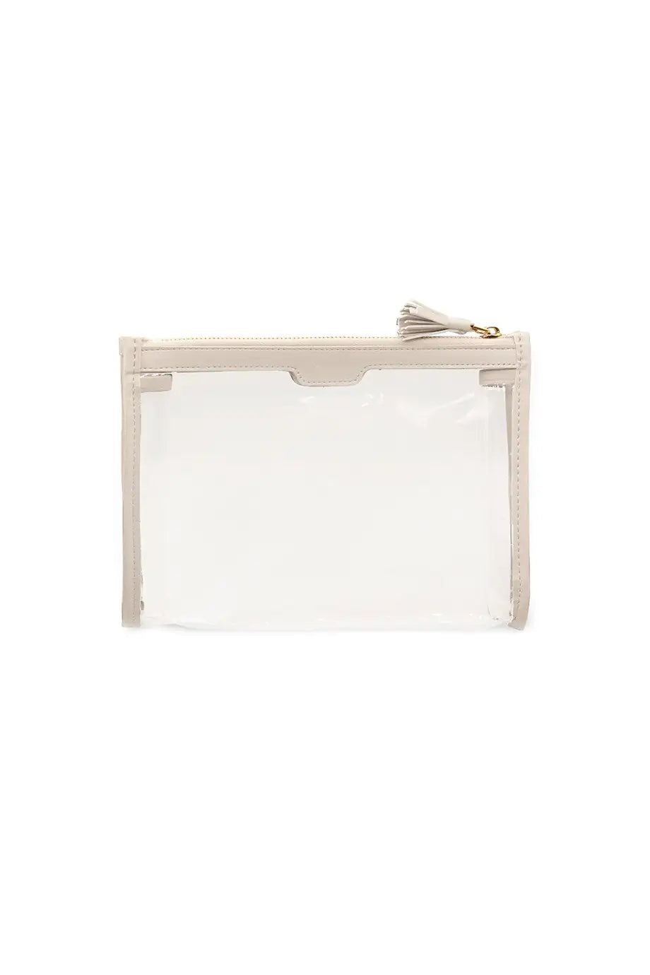 Case Look Women's Beige Detailed Transparent Clutch Tina 09 - WanderMart Co.