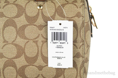 Coach (F83607) Rowan Khaki Saddle Leather Medium Satchel Crossbody Bag Handbag - WanderMart Co.