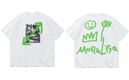 Graffiti Mona Lisa Smile Face Streetwear T-Shirts - WanderMart Co.