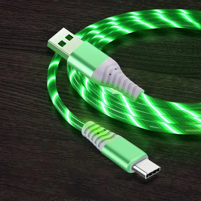 3A Glowing Cable Micro USB Type C Cable Fast Charging For iPhone LED light phone Chargers - WanderMart Co.