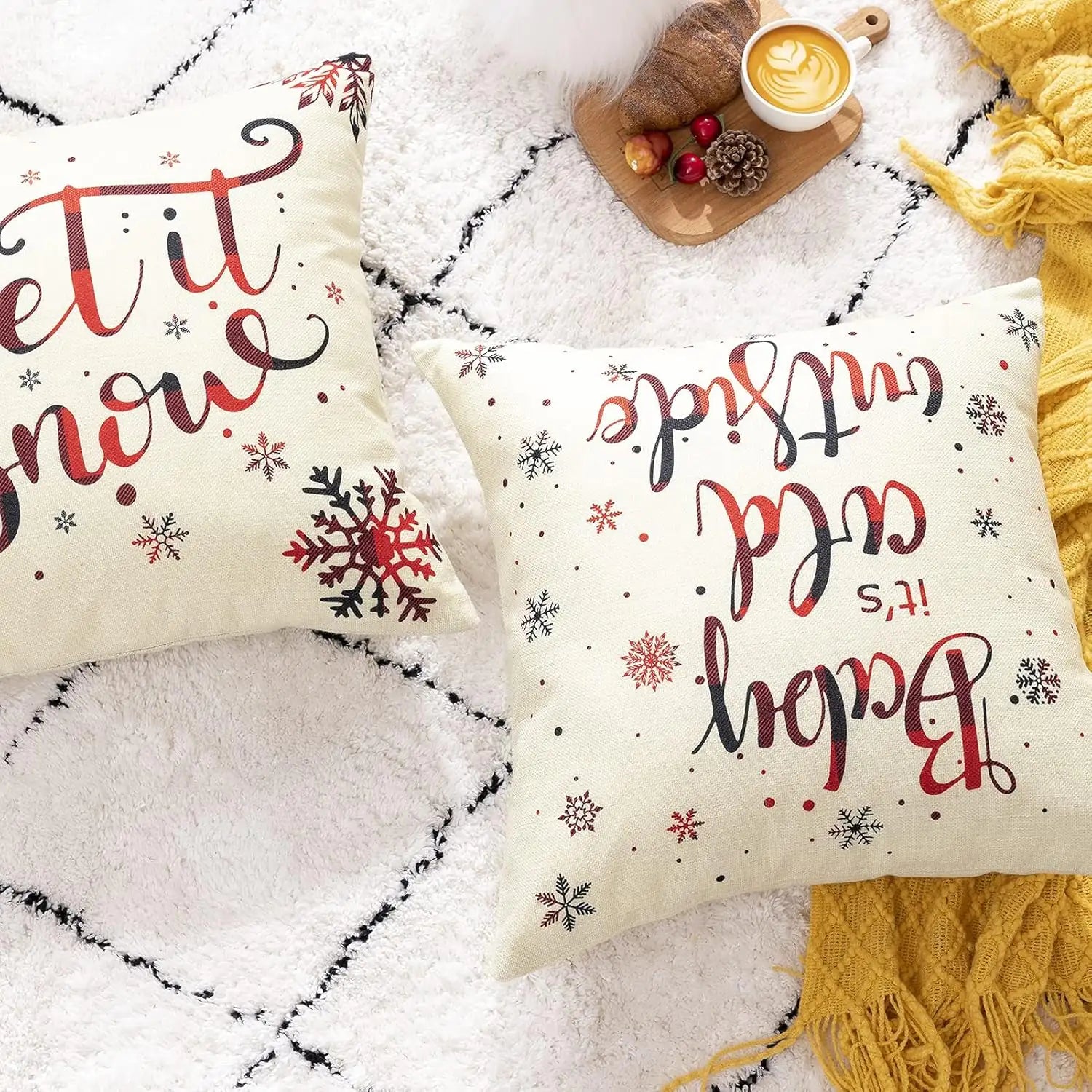 4 Pack Christmas Pillow Covers 18X18 Inch Linen Holiday Decorative Throw Pillow Covers for Sofa, Couch, Outdoor, Farmhouse and Home Christmas Decor - WanderMart Co.