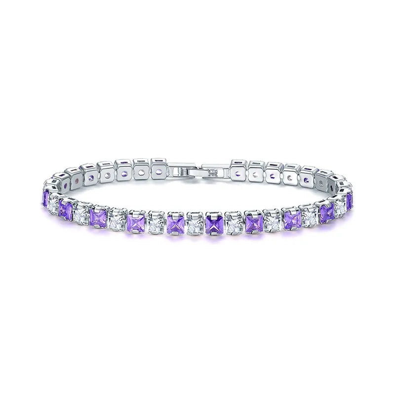 Clear Square Cubic Zirconia Tennis Bracelet - WanderMart Co.