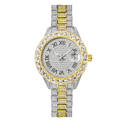 Luminous Women's Quartz Watch with Diamond Inlaid Waterproof Design and Calendar - WanderMart Co.