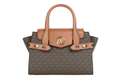 Michael Kors Carmen Medium Brown PVC Satchel - WanderMart Co.