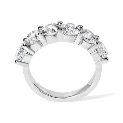 14K White Gold 3.0 Cttw Lab-Grown Diamond Shared Prong Set 6 Stone Band Ring (G-H Color, VS2-SI1 Clarity) - WanderMart Co.