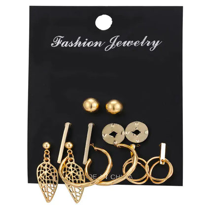 Gold Sequin Drop Earrings Set - WanderMart Co.