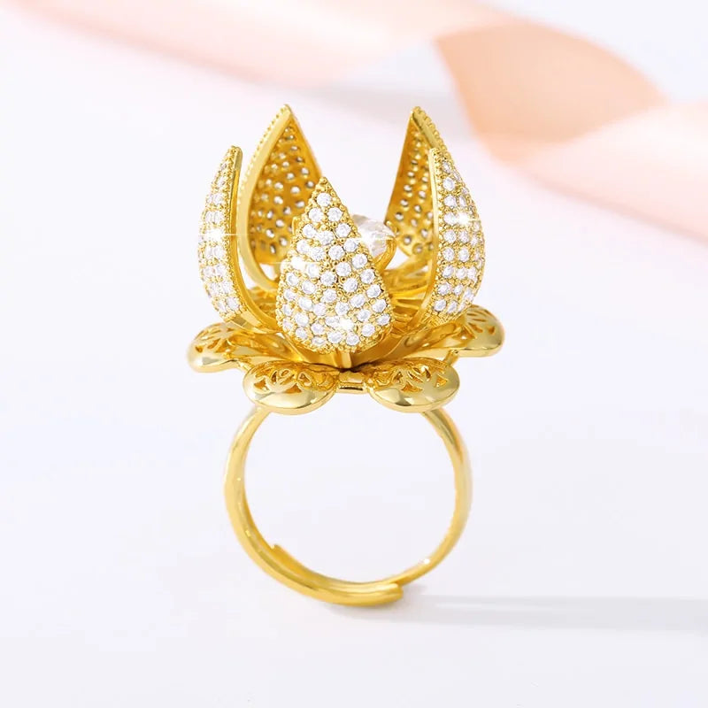 Gold Flower Bud Ring - WanderMart Co.