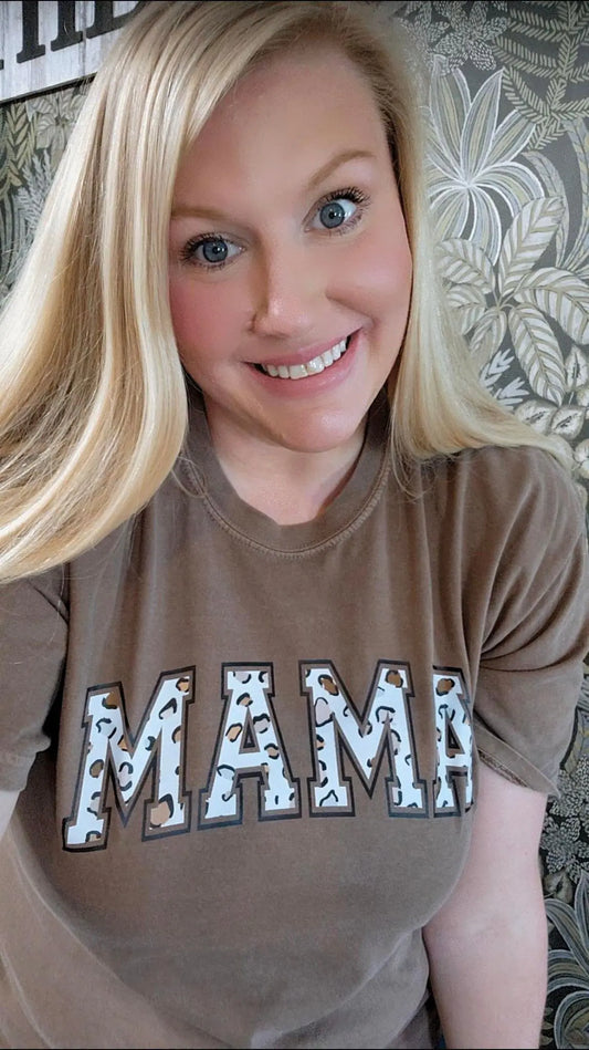 Brown Leopard Mama Tee - WanderMart Co.