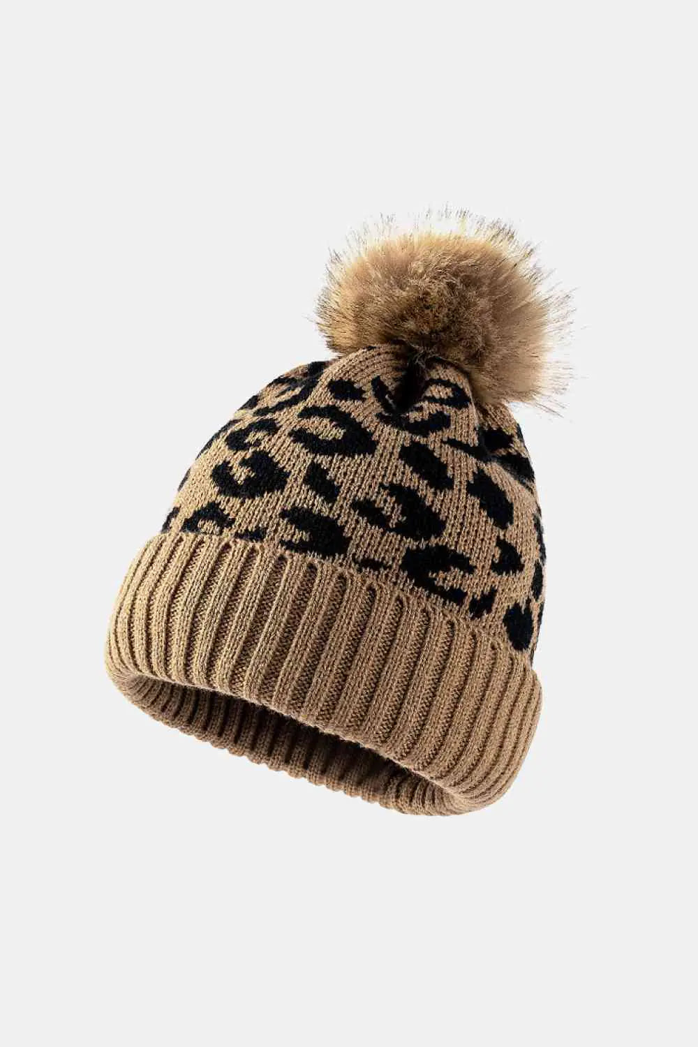 Leopard Pom-Pom Cuffed Beanie - WanderMart Co.