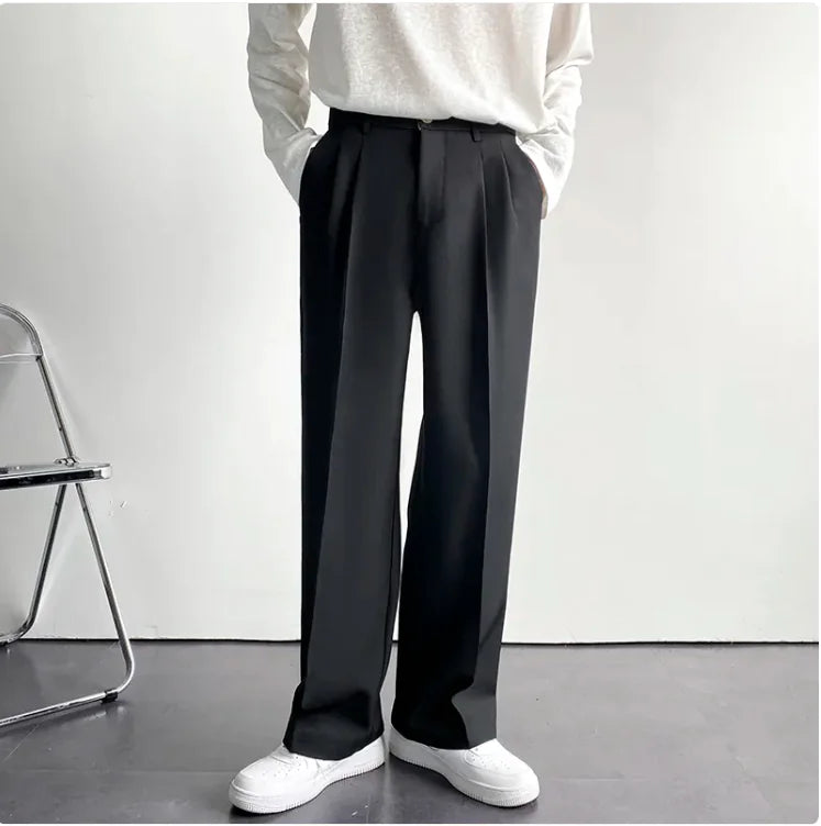 Men's All-Season Loose Fit Wide-Leg Drape Trousers - WanderMart Co.