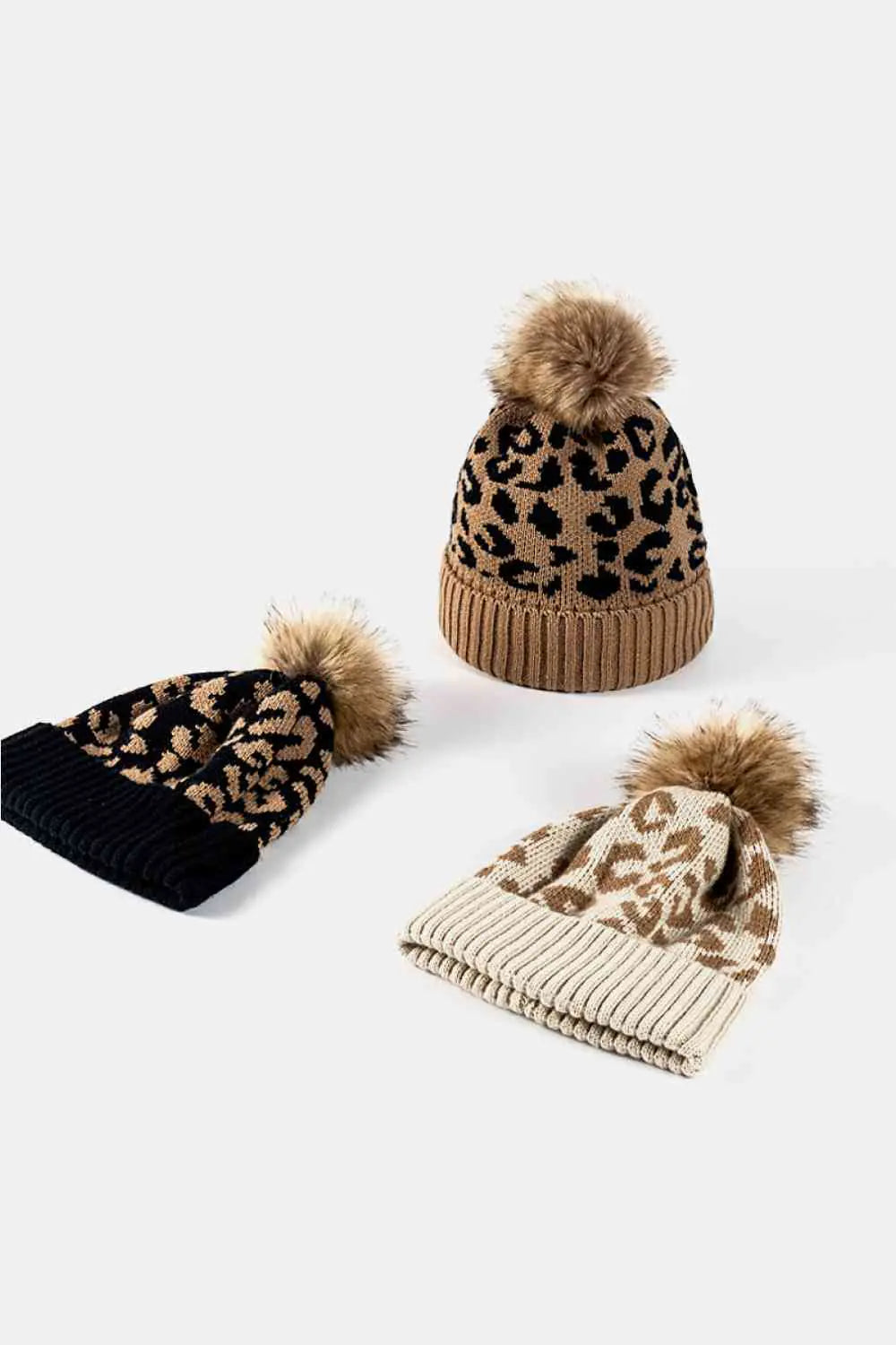 Leopard Pom-Pom Cuffed Beanie - WanderMart Co.