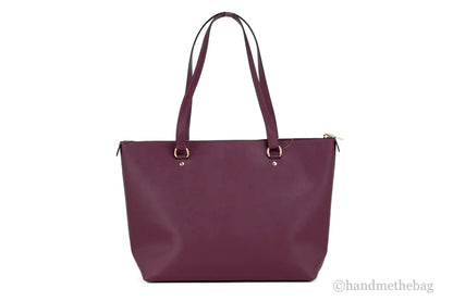 Coach Black Cherry Crossgrain Leather Gallery Shoulder Tote Handbag - WanderMart Co.