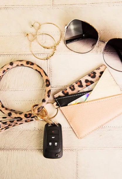 Farrah Leopard Key Ring Wallet Bracelet Combo - WanderMart Co.