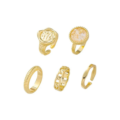 Metal Five Piece Combination Set Rings - WanderMart Co.