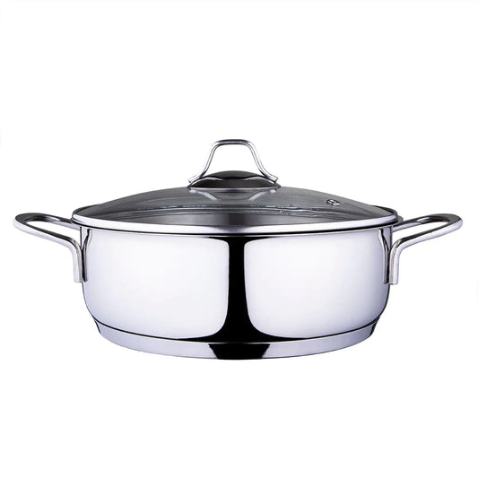 Serenk Modernist Stainless Steel Saute Pan, 24 cm - WanderMart Co.