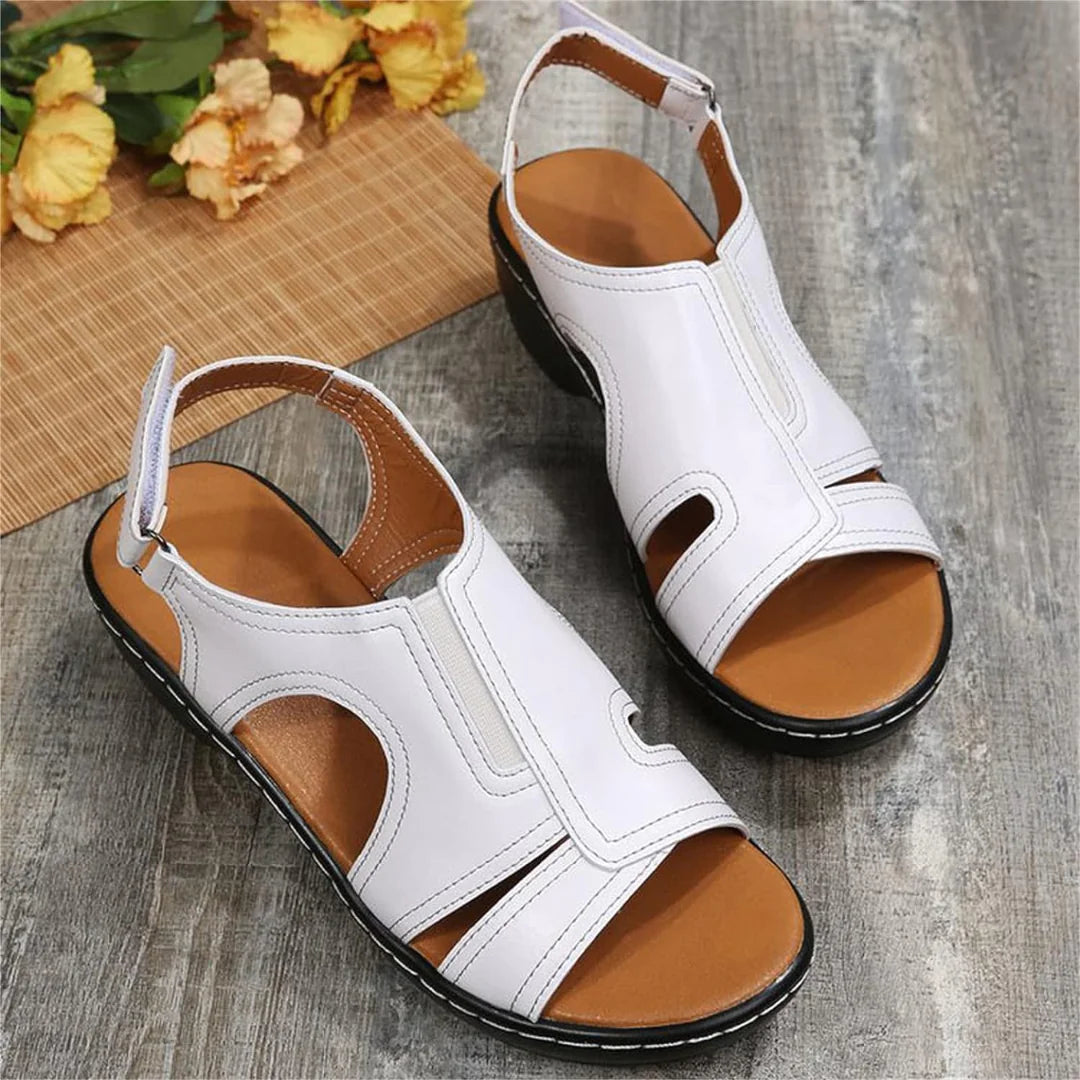 Orthopedic Leather Wedge Sandals - WanderMart Co.