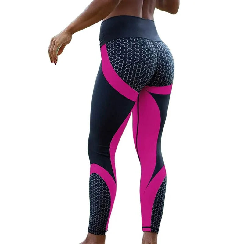 Women Honeycomb Printed Yoga Pants - WanderMart Co.