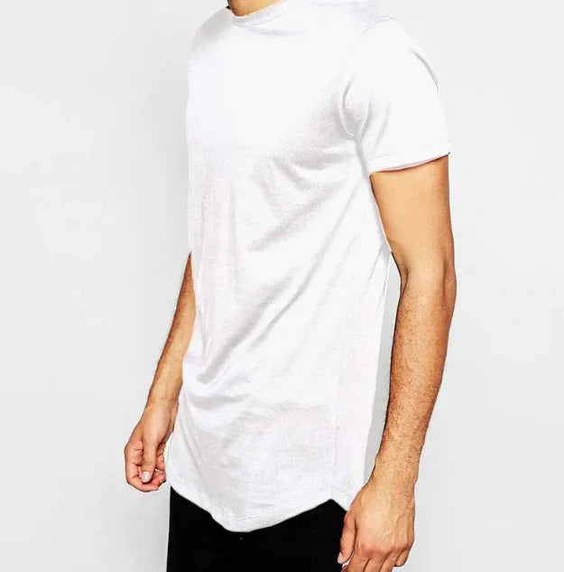 High Street Extended Base Men's Circular Lower Hem T-shirt Top Summer - WanderMart Co.