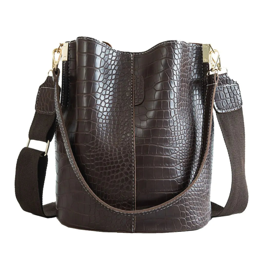 Blake Shoulder Bag -Chocolate Croc - WanderMart Co.