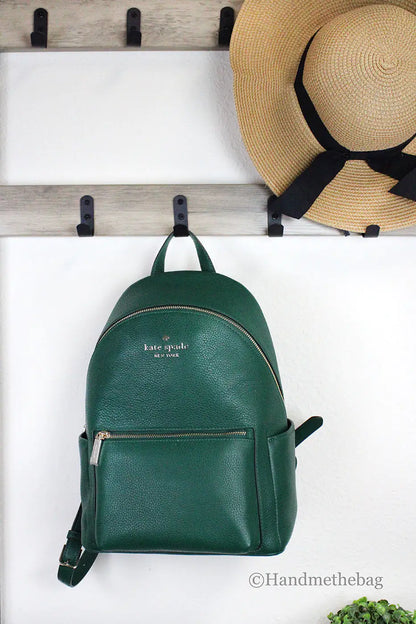 Kate Spade Leila Medium Deep Jade Leather Dome Backpack - WanderMart Co.