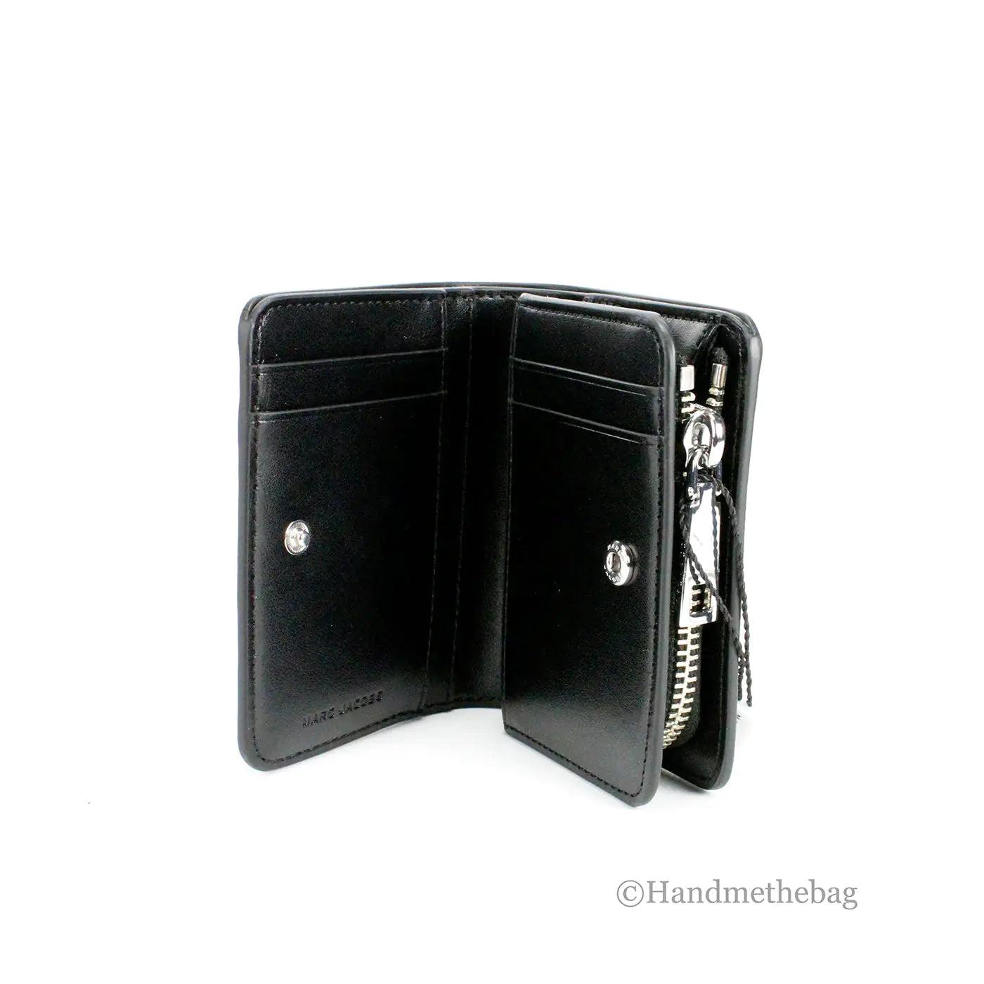 Marc Jacobs Mini Black Leather Compact Coin Pouch Wallet - WanderMart Co.