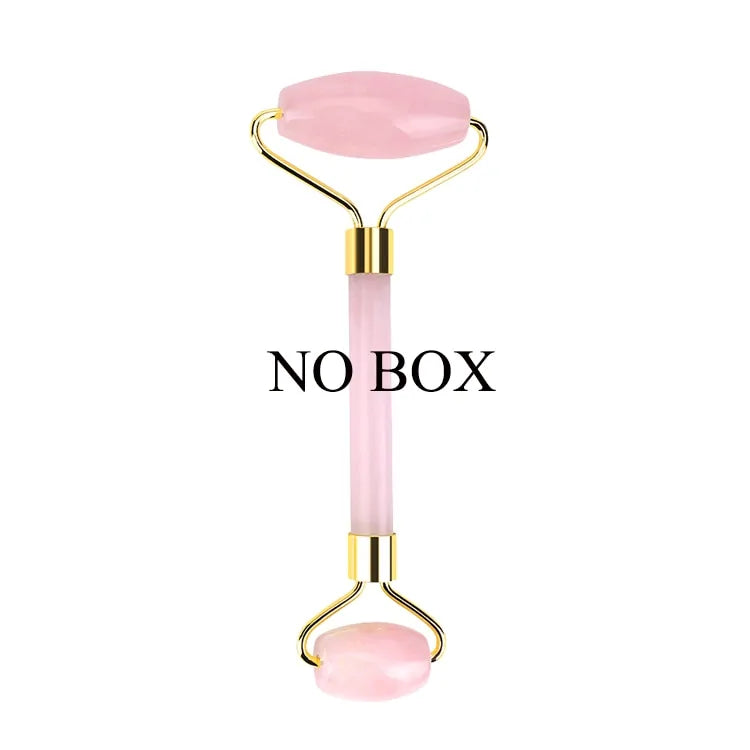 Rose Quartz and Jade Roller Slimming Face Massager - WanderMart Co.