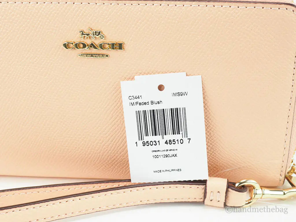 Coach Long Faded Blush Crossgrain Leather Zip Around Wallet - WanderMart Co.