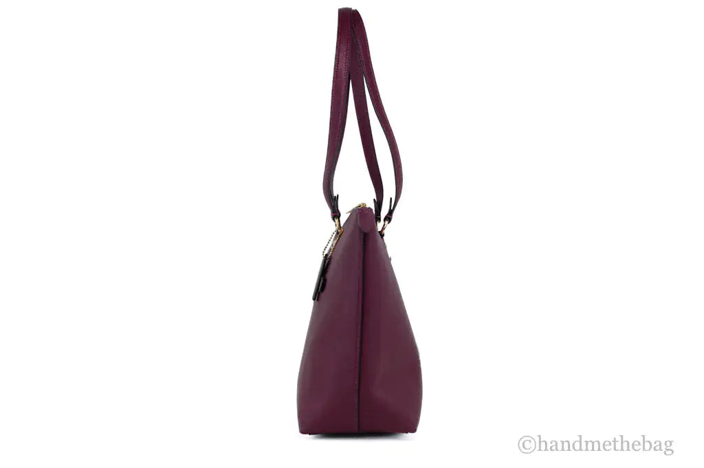 Coach Black Cherry Crossgrain Leather Gallery Shoulder Tote Handbag - WanderMart Co.