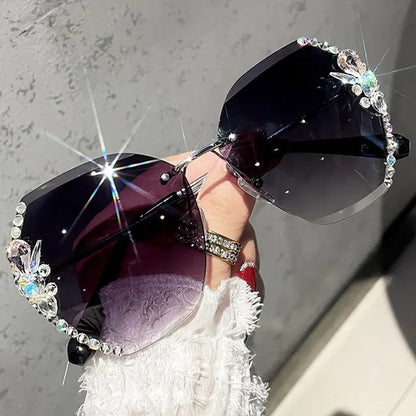 Vintage Rimless Rhinestone Sunglasses - WanderMart Co.