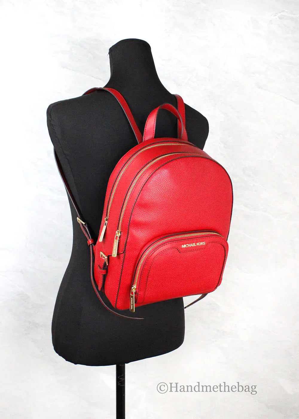 Michael Kors Jaycee Medium Red Zip Pocket Backpack - WanderMart Co.