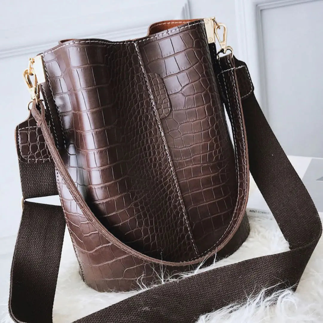 Blake Shoulder Bag -Chocolate Croc - WanderMart Co.